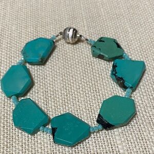 Artisan created Natural Turquoise slab Gemstone & crystal Bracelet